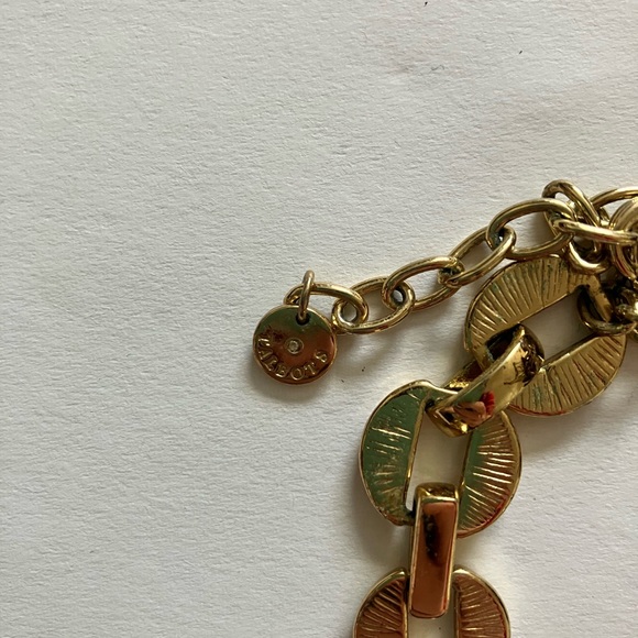 Talbots Gold Link w/ Marble and White Rhinestone Necklace - Picture 4 of 4